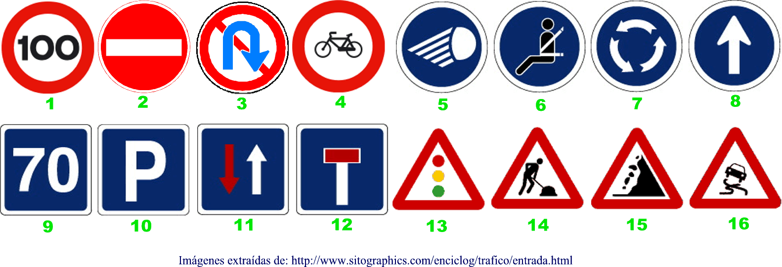 16 señales de tráfico