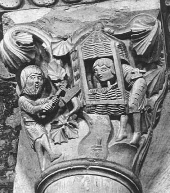 Construcción del arca. Capitel de la iglesia de Santa María Magdalena. Vézelay (Francia). Siglo XII.