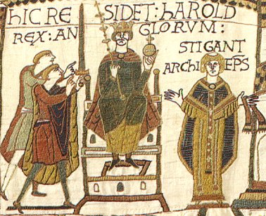 Bayeux. Fragment que representa la coronaci de Harold que rep l'espasa. Segle XI. Autoritzaci Ciutat de Bayeux.