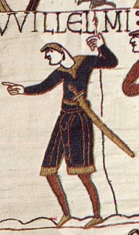 Bayeux. Fragment del taps que representa un cavaller amb espasa. Segle XI. Autoritzaci Ciutat de Bayeux.