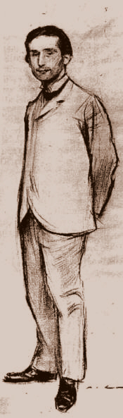 Pompeu Fabra segons un dibuix de R. Casas